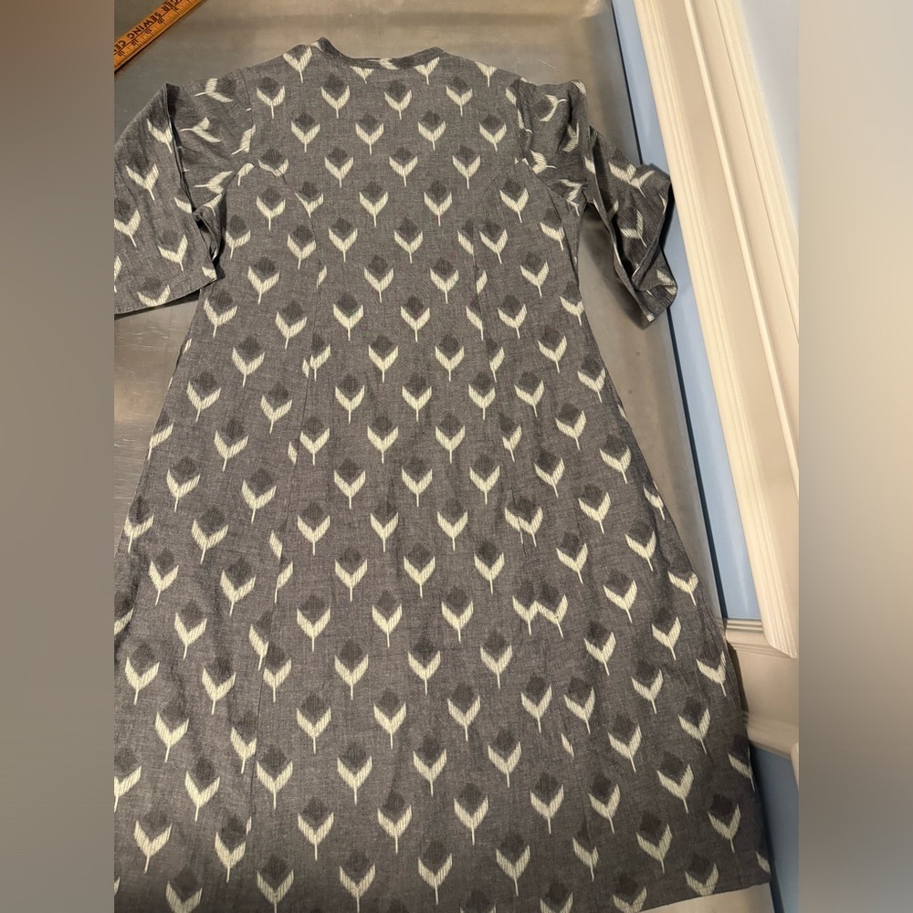 Utsa Grey Ikat Floral A-Line Kurta - Picture 8 of 13